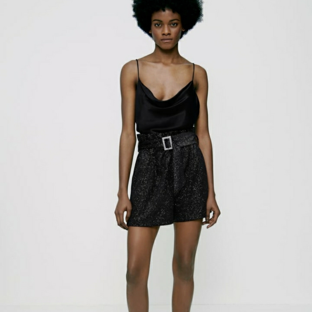 Zara brand new shimmer paper bag shorts